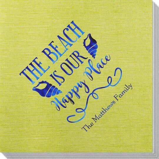 The Beach Is Our Happy Place Bamboo Luxe Napkins